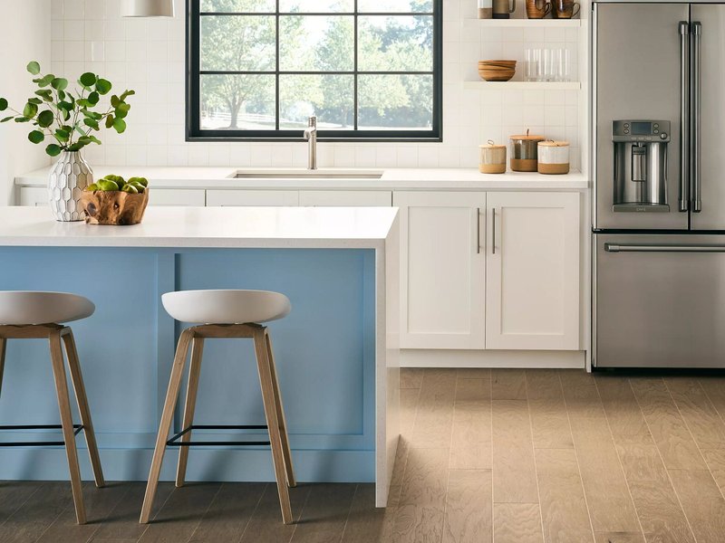 modern kitchen with hardwood floor